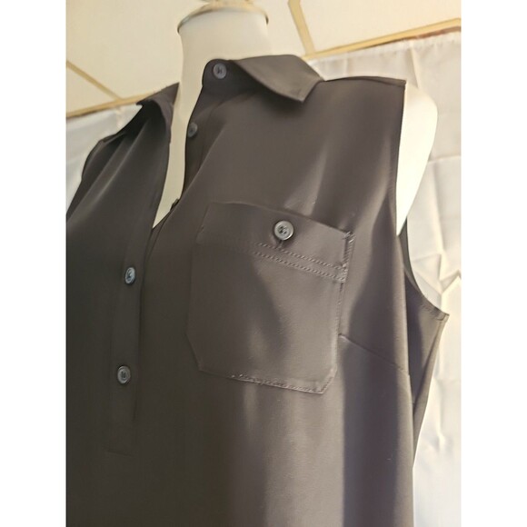 Eddie Bauer Women's Sleeveless Dress Black Size 12 Button Front Pockets Long - Picture 3 of 7